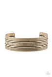 Paparazzi Absolute Amazon - Brass Bracelet - Stamped in tribal-inspired patterns, an antiqued brass cuff wraps around the wrist for an indigenous look.