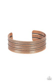Paparazzi Absolute Amazon - Copper Bracelet - Stamped in tribal inspired patterns, an antiqued copper cuff wraps around the wrist for an indigenous look.