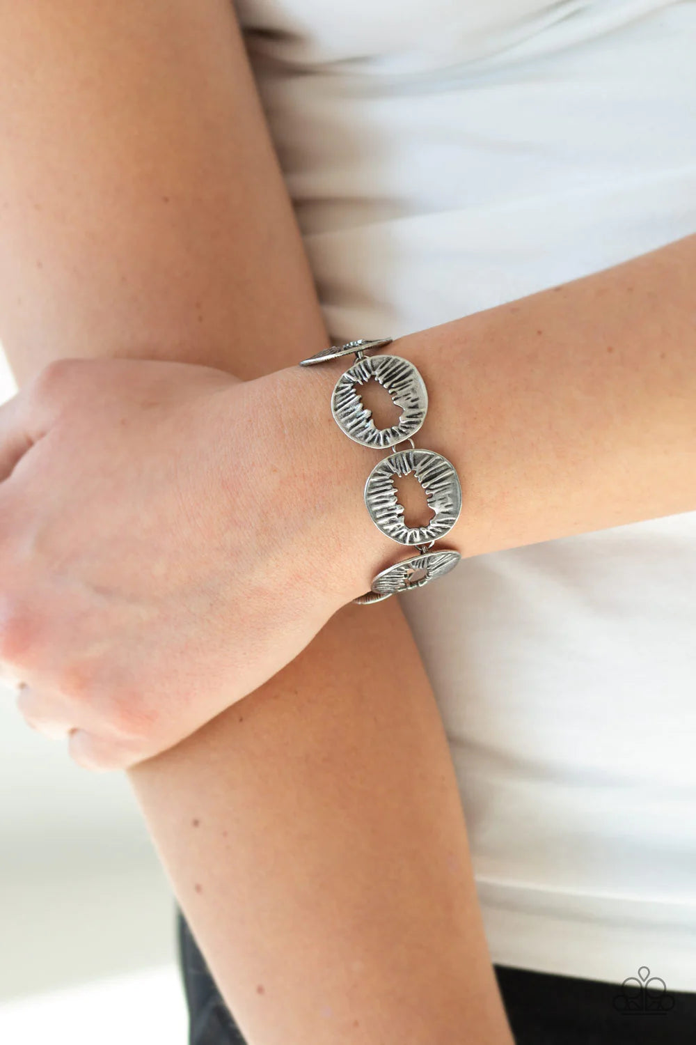 Paparazzi Rollin in Rhinestones - Silver - Bracelet