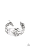 Paparazzi Industrial Intricacies - Silver Bracelet - Held in place by silver wire fittings, classic silver beads haphazardly dot dainty silver bars that connect into a layered cuff around the wrist.