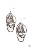 Paparazzi Mind OVAL Matter - Multi Earrings - Featuring a hammered high sheen finish, flat silver and gunmetal ovals cascade from the ear, creating a flattering tassel. Earring attaches to a standard fishhook fitting.