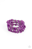 Paparazzi Nice GLOWING - Purple Bracelet - Bright purple irregular shaped beads in varying opacities, accented with shining faceted silver beads are threaded along stretchy bands and stack up the wrist for a glowing display.