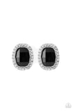 Paparazzi POST - The Modern Monroe - Black POST Earrings - A faceted black gem is pressed into a shimmery silver frame radiating with glassy white rhinestones for a timeless fashion. Earring attaches to a standard post fitting.