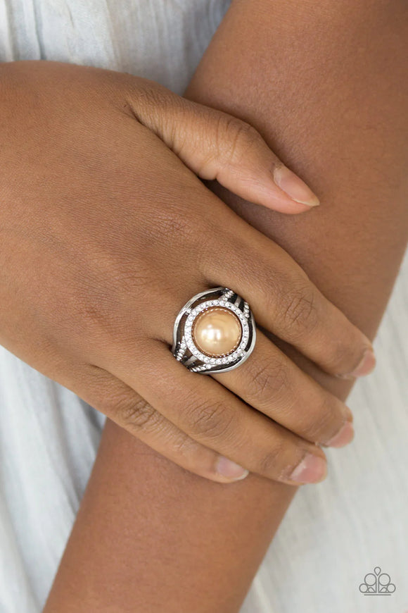 Paparazzi Pampered In Pearls - Brown Ring