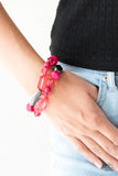 Paparazzi Rockin Rock Candy - Pink Bracelet - Mismatched gunmetal, polished pink, and crystal-like beads are threaded along interlocking stretchy bands for a whimsical look.