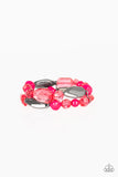 Paparazzi Rockin Rock Candy - Pink Bracelet - Mismatched gunmetal, polished pink, and crystal-like beads are threaded along interlocking stretchy bands for a whimsical look.
