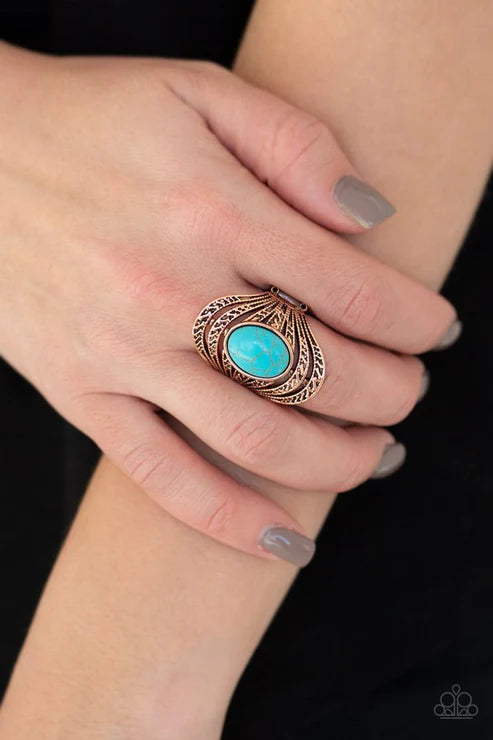 Aqua chalcedony and copper ring – Twisted Treasures by Alex