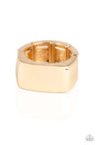 Paparazzi Straightforward - Gold Ring - Brushed in a high sheen finish, a reflective rectangular frame sits atop the finger for a sleek look. Features a stretchy band for a flexible fit.
