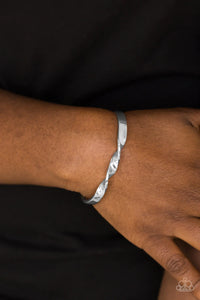 Paparazzi Traditional Twist - Silver Bracelet - Brushed in a high-sheen finish, a dainty silver bar subtly twists at the center, creating a casual cuff.