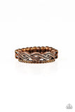 Paparazzi Unstoppable Shine - Copper Ring - Dotted in glistening copper studs, dainty copper bands weave across the finger. A topaz rhinestone encrusted band arcs across the bottom for a refined finish. Features a dainty stretchy band for a flexible fit.