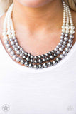 Paparazzi Blockbuster Lady In Waiting - Silver - Necklace
Strands of white, silver, and dark gray pearls elegantly drape below the collar, creating a beautiful ombre effect. Sectioned by silver accents, the luminescent pearls radiantly fall into a glamorous cascade. Features an adjustable clasp closure.
