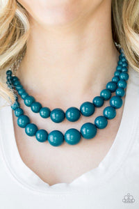 Paparazzi Full BEAD Ahead - Blue Gradually increasing in size near the center, strands of shiny blue beads layer below the collar in a bold beaded fashion. Features an adjustable clasp closure.

