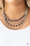 Paparazzi Ground Forces - Purple Featuring vivacious purple stone accents, mismatched silver chains layer below the collar for a seasonal look. Features an adjustable clasp closure.
