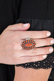Paparazzi Cactus Cabana - Orange Vivacious orange stones are pressed into a studded silver frame, coalescing into a whimsical floral centerpiece atop the finger. Features a stretchy band for a flexible fit.

