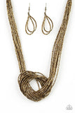 Paparazzi Knotted Knockout - Brass - Necklaces