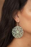 Paparazzi Ocean Paradise - Green  -  Brushed in a refreshing green finish, ornate silver filigree spins into a whimsical floral pattern for a seasonal flair. Earring attaches to a standard fishhook fitting.
