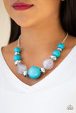 Paparazzi Daytime Drama - Blue Gradually increasing in size near the center, a collection of blue, silver, and cloudy beads join below the collar in a statement making fashion. Features an adjustable clasp closure.

