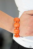 Paparazzi Dont Be So NOMADIC! - Orange  - A collection of round and square-like orange stones are threaded along stretchy bands around the wrist for a seasonal look. 