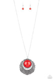 Paparazzi Medallion Meadow - Red - Necklaces