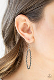 Paparazzi A Little GLOWmance- Silver Dainty hematite rhinestones are pressed into a studded oval frame for a timeless look. Earring attaches to a standard fishhook fitting.

