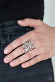 Paparazzi Startacular Startacular- Red Encrusted in dainty red rhinestones, a collision of shimmery silver stars explode across the finger. Features a stretchy band for a flexible fit.

