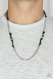 Paparazzi Rural Renegade - Black - Necklace
Infused with ornate silver beads, strands of shiny black cording knot around sections of shimmery silver chains for a rustic look. Features an adjustable sliding knot closure. 
