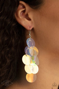 Paparazzi Mermaid Shimmer - Multi - Earrings  -  Bubbly iridescent discs cascade from the ear, coalescing into an effervescent lure. Earring attaches to a standard fishhook fitting.
