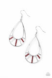 Paparazzi Line Crossing Sparkle - Red - Earrings