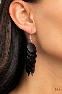 Paparazzi Now You SEQUIN It - Black - Earrings  -  A cluster of bubbly black sequins dangle from the ear, creating effortless effervescence. Earring attaches to a standard fishhook fitting.
