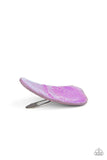 Paparazzi CLIP It Good - Pink - Hair Clip  -  Brushed in an iridescent shimmer, a triangular piece of leather delicately pins back the hair for a retro holographic look. Features a standard snap clip on the back.
