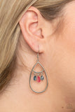 Paparazzi Shimmer Advisory - Multi - Earrings  -  Faceted pink and blue teardrops swing from the top of a shimmery silver teardrop, creating a colorful fringe. Earring attaches to a standard fishhook fitting.
