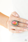 Paparazzi Bling Of All Bling - Multi - Ring  -  Hematite rhinestone encrusted petals bloom from an oversized oil spill gem, creating a dramatic centerpiece atop the finger. Features a stretchy band for a flexible fit.
