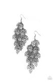 Paparazzi The Shakedown - Silver - Earrings  -  Brushed in a rustic finish, trios of silver leaves cascade from a metallic netted backdrop, creating a seasonal tassel. Earring attaches to a standard fishhook fitting.
