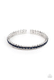 Paparazzi Fairytale Sparkle - Blue - Bracelet  -  Mismatched strands of glassy white and glittery blue rhinestones stack into a dainty cuff around the wrist, creating a sparkly centerpiece.

