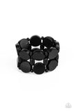 Paparazzi Beach Bravado - Black - Bracelet  -  Earthy black wooden discs and beads are threaded along braided stretchy bands around the wrist, creating a summery display.
