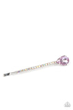 Paparazzi Princess Precision - Purple -   -  A purple teardrop gem adorns the corner of a bobby pin that is adorned in opalescent rhinestones for a glamorous finish.