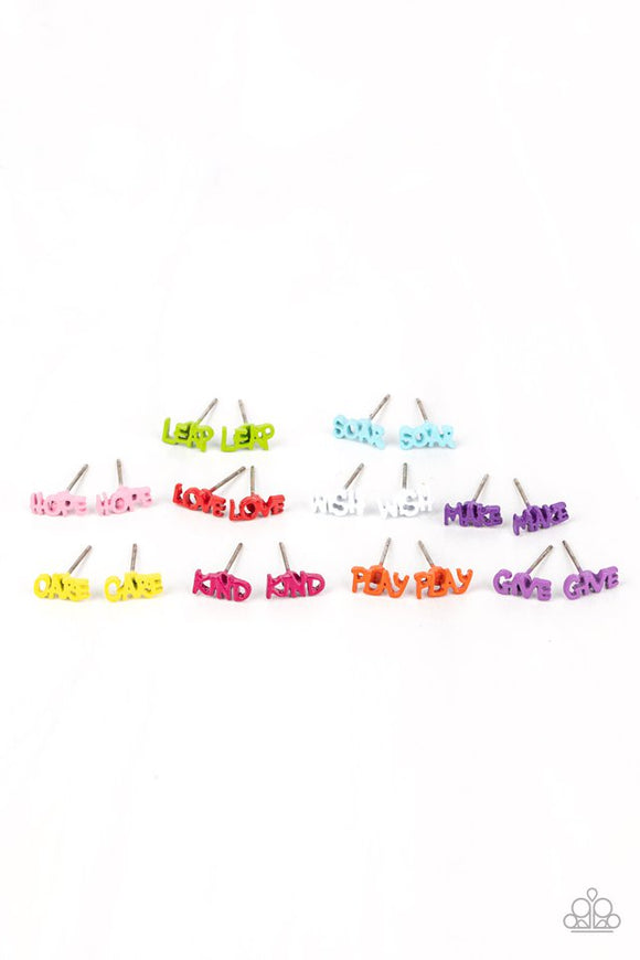 Paparazzi Starlet Shimmer Earring Kit - P5SS-MTXX-358XX -   -  Ten pairs of earrings in assorted colors and shapes to be retailed at $1 per pair. The multicolored inspirational frames include a pink 