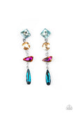 Paparazzi Rock Candy Elegance - Multi - Earrings  -  A mismatched collection of colorfully iridescent and brilliantly sparkling gems are linked together in elegant succession as they fall glamorously from the ear. Earring attaches to a standard post fitting.
