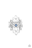 Paparazzi Perennial Daydream - Blue - Ring  - 2021 Convention Exclusive  -  A smattering of airy silver petals blooms from a tranquil Spring Lake bead, creating an enchanting floral centerpiece atop the finger. Features a stretchy band for a flexible fit.
