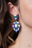 Paparazzi Galactic Go-Getter - Multi - Earrings  -  A stellar collection of marquise cut iridescent rhinestones nestle around an oversized teardrop iridescent rhinestone, creating a dramatically stellar display at the bottom of a matching oil spill teardrop rhinestone. Earring attaches to a standard post fitting.
