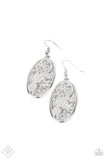 Paparazzi High Tide Terrace - Silver - Earrings  -  Featuring an antiqued silver finish, elegant frills and dotted designs blossom inside an oval frame creating a swirling botanical allure. Earring attaches to a standard fishhook fitting.
