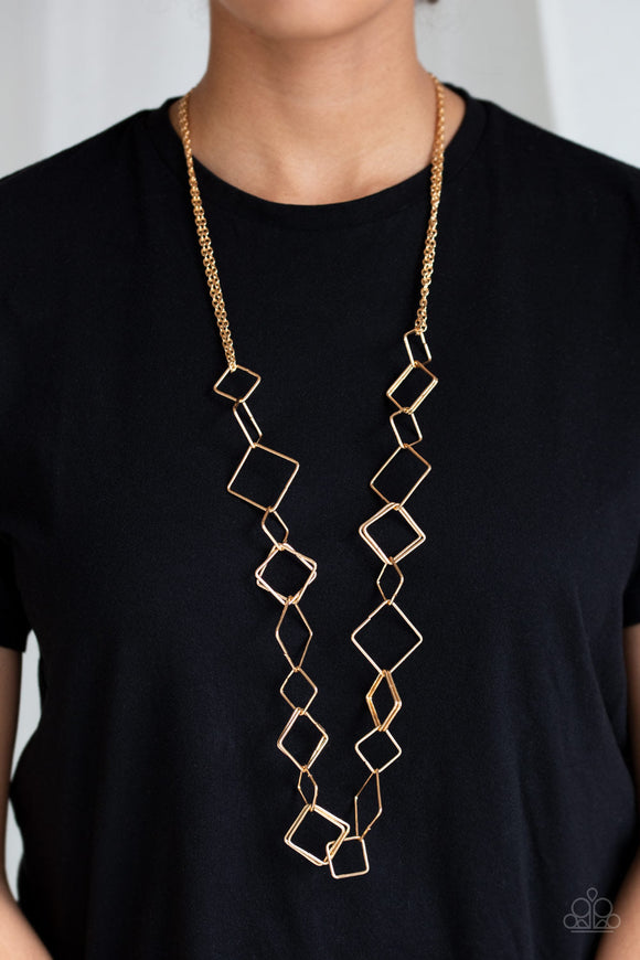 Paparazzi Backed Into A Corner - Gold - Necklace