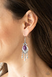 Paparazzi Enchantingly Environmentalist - Purple - Earrings
A vivacious purple stone is pressed into a silver frame radiating with floral details. Dainty silver beads swing from the bottom of the frame, adding a wanderlust finish to the seasonal palette. Earring attaches to a standard fishhook fitting.