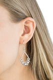Paparazzi Fancy First - Silver - Earrings
Dainty white rhinestones and pearly silver beads collect at the bottom of a silver teardrop frame for a glamorous look. Earring attaches to a standard fishhook fitting.
