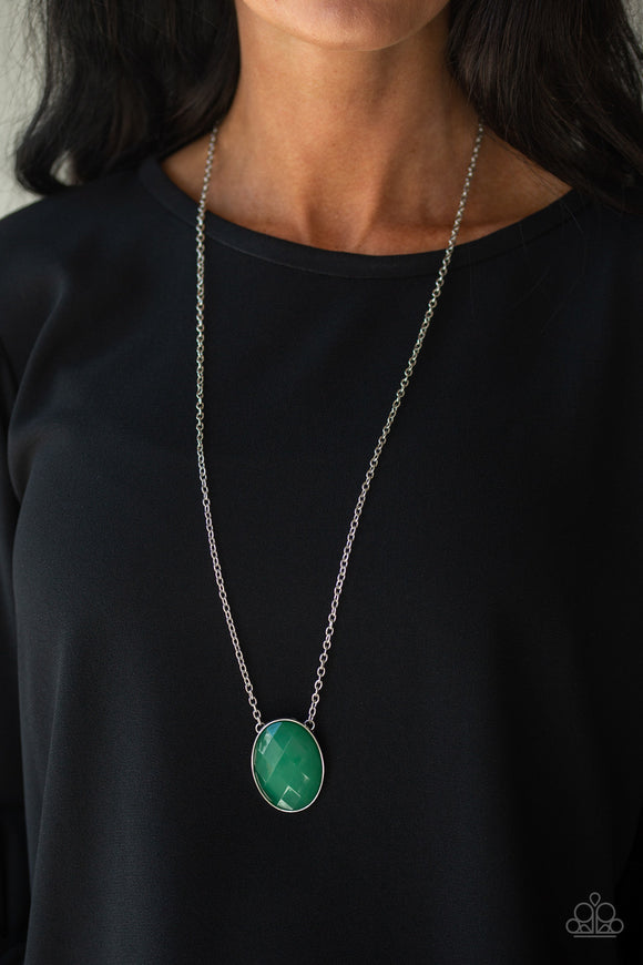 Paparazzi Intensely Illuminated - Green Eden Beaded - Necklace
An oversized glassy Eden beaded pendant swings from the bottom of a lengthened silver chain, creating a colorful pendant. Features an adjustable clasp closure.