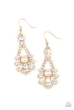 Paparazzi Prismatic Presence - Gold Pearl Rhinestone - Earrings - Life of the Party Exclusive