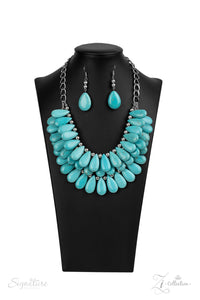 Paparazzi The Amy - 2020 Zi Signature Collection
Three trailblazing tiers of shiny silver beads and turquoise teardrops fearlessly cascade into a bold tribal-inspired fringe below the collar. Attached to a chunky silver chain, the groundbreaking stone compilation delicately layers into an earth-rattling statement-maker. Features an adjustable clasp closure.