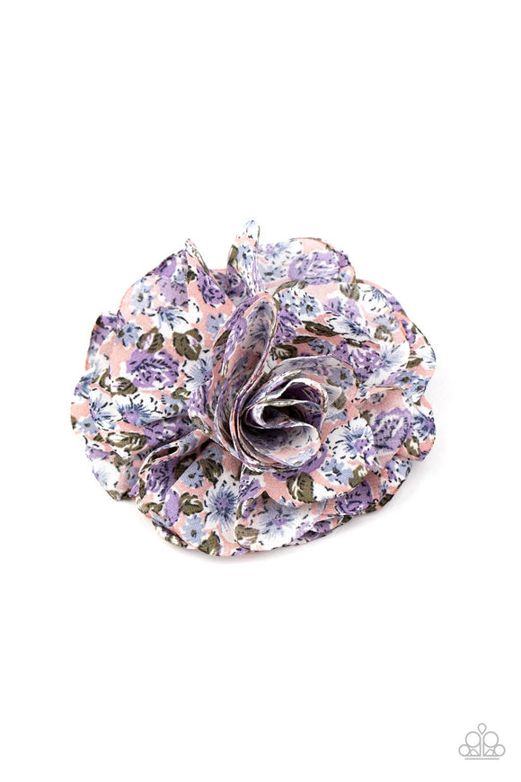 Paparazzi Springtime Sensation - Multi - Hair Bow  -  Featuring a colorful floral pattern, silky petals gather into a plush blossom for a seasonal fashion. Features a standard hair clip.
